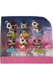 Littlest Pet Shop Neşeli Minişler 6'lı Miniş Ailesi Oyuncak Pet Star Little Minişler Beyazlı Grili