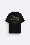 The Champ Bisiklet Yaka Move Ahead Yazılı Kordinat Baskılı Oversize Siyah Erkek T-shirt