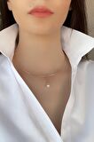 Birinci1926 14 Ayar Kırmızı Altın Choker Model İnci Bayan Kolye