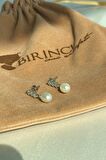 Birinci1926 14 Ayar Beyaz Altın Kadın Taşlı İnci Küpe