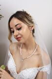 Birinci1926 14 Ayar Beyaz Altın Kadın Baget İnci Kolye 