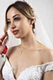 Birinci1926 14 Ayar Altın Kadın Baget Sekizgen İnci Sallantı Set