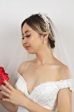 Birinci1926 14 Ayar Altın Kadın Baget Taş İnci Sallantı Set
