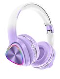 Z11BT Kablosuz Kulak Üstü RGB Led Işıklı Stereo Bluetooth Kulaklık MOR