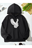 Çocuk Kartal Baskılı %100 Pamuk Sweatshirt