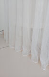 Çizgili Sade Beyaz Tül Perde 1/3 Sık Pileli