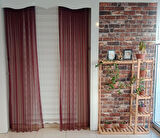 TÜL FON PERDE KOYU BORDO RENK 1/3 SIK PİLELİ DİKİM
