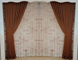 Kahve Renk Fon Kadife Perde Çift Kanat 1/3 Sık Pileli Dikim V-12