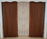 Kahve Renk Fon Kadife Perde Çift Kanat 1/3 Sık Pileli Dikim V-12