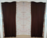 Acı Kahve Renk Fon Kadife Perde Çift Kanat 1/3 Sık Pileli Dikim V-13