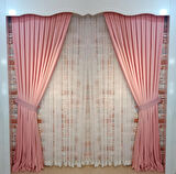 Bebe Pembesi Renk Fon Kadife Perde Çift Kanat 1/3 Sık Pileli Dikim V-26