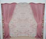 Gül Kurusu Renk Fon Kadife Perde Çift Kanat 1/3 Sık Pileli Dikim V-27