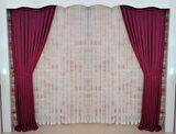 Şarap Renk Renk Fon Kadife Perde Çift Kanat 1/3 Sık Pileli Dikim V-37