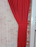 Kırmızı Renk Fon Kadife Perde Çift Kanat 1/3 Sık Pileli Dikim V-39