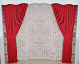 Kırmızı Renk Fon Kadife Perde Çift Kanat 1/3 Sık Pileli Dikim V-39