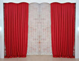 Kırmızı Renk Fon Kadife Perde Çift Kanat 1/3 Sık Pileli Dikim V-39