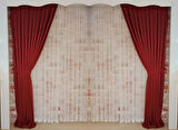 Bordo Renk Fon Kadife Perde Çift Kanat 1/3 Sık Pileli Dikim V-41
