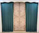 Çam Yeşili Renk Fon Kadife Perde Çift Kanat 1/3 Sık Pileli Dikim V-68