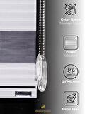 Demor Home Geniş Pliseli Beyaz Zebra Stor Güneşlik Perde Metal Kasa