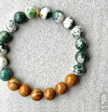 Alnis Atelier Ardıç Ağacı ve Yosunlu Akik Doğal Taş Bileklik