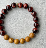 Alnis Atelier Ardıç Ağacı ve Kızıl Kaplan Gözü Doğal Taş Bileklik