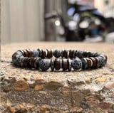 Alnis Atelier Akik ve Hematit Doğal Taş Erkek Bileklik | Gerçek Doğal Taş El Yapımı Minimal Şık Günlük Bileklik