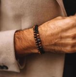 Alnis Atelier Kaplan Gözü ve Oniks Doğal Taş Erkek Bileklik | Gerçek Doğal Taş El Yapımı Minimal Şık Günlük Bileklik