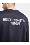 Unisex Lacivert Bordel Sweatshirt