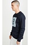 Unisex Lacivert Logo Pullover Sweatshirt