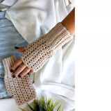 Trendy Krem Parmaksız Eldiven