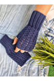 Trendy Lacivert Parmaksız Eldiven