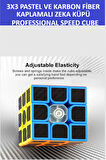 2 Adet 3x3 Zeka Sabır Küpü Karbon Fiber ve Pastel Renkli Profesyonel Speed Cube