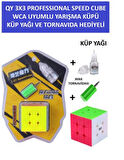 QY 3X3 PROFESYONEL SPEED CUBE -RUBIK 3X3 ZEKA SABIR KÜPÜ- KÜP YAĞI VE TORNAVIDA HEDIYELI