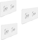 Microcase Güçlü Plastik Yapışkanlı Suya Dayanıklı Çift Başlı Banyo Mutfak Eşya Taşıma Raf Askılığı 3 Adet - Şeffaf AL4270