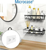 Microcase Güçlü Plastik Yapışkanlı Suya Dayanıklı Çift Başlı Banyo Mutfak Eşya Taşıma Raf Askılığı 3 Adet - Şeffaf AL4270