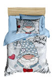 Dijital Baskılı 3d Pamuklu Yenidoğan Bebek Nevresim Takımı Cute Gnome Blue
