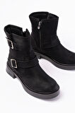 02-2014 Siyah Süet Toka Aksesuarlı Günlük Kadın Bot