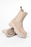 Fz-299 Bej Süet Yüksek Tabanlı Lastikli Günlük Kadın Bot