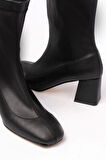Hc-2700 Siyah Streç Topuklu Fermuarlı Günlük Kadın Bot