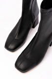 Hc-2700 Siyah Streç Topuklu Fermuarlı Günlük Kadın Bot