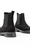 02-2137 Siyah Süet Lastikli Günlük Kadın Bot