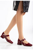 St-006 Bordo Rugan Günlük 4 Cm Topuklu Kadın Ayakkabı
