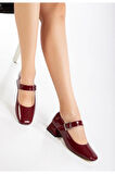 St-006 Bordo Rugan Günlük 4 Cm Topuklu Kadın Ayakkabı