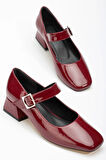 St-006 Bordo Rugan Günlük 4 Cm Topuklu Kadın Ayakkabı