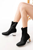 Msk-033 Dalgıç Siyah Topuklu Fermuarlı Kadın Bot