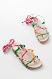 1001-1001 Multi Bilekten Bağcıklı Kadın Sandalet