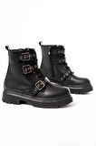 508-3039 Siyah Toka Aksesuarlı Fermuarlı  Günlük Kadın Bot