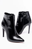 Vrt-4802 Siyah Kroko Yüksek İnce Topuklu Fermuarlı Kadın Bot