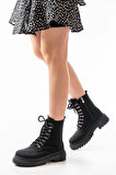 812-2121 Siyah Zümrüt Bağcıklı Fermuarlı Günlük Kadın Bot