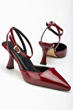 St-004 Bordo Rugan Günlük 7 Cm Topuklu Kadın Ayakkabı